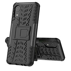 Silikon Hülle Handyhülle und Kunststoff Schutzhülle Hartschalen Tasche mit Ständer JX1 für Samsung Galaxy A03 Core Schwarz