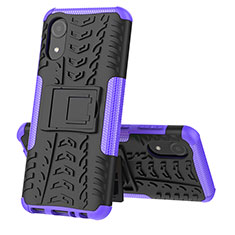 Silikon Hülle Handyhülle und Kunststoff Schutzhülle Hartschalen Tasche mit Ständer JX1 für Samsung Galaxy A03 Core Violett