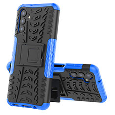 Silikon Hülle Handyhülle und Kunststoff Schutzhülle Hartschalen Tasche mit Ständer JX1 für Samsung Galaxy A04s Blau