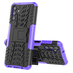 Silikon Hülle Handyhülle und Kunststoff Schutzhülle Hartschalen Tasche mit Ständer JX1 für Samsung Galaxy A04s Violett