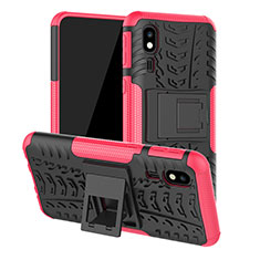 Silikon Hülle Handyhülle und Kunststoff Schutzhülle Hartschalen Tasche mit Ständer JX1 für Samsung Galaxy A2 Core A260F A260G Pink