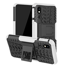 Silikon Hülle Handyhülle und Kunststoff Schutzhülle Hartschalen Tasche mit Ständer JX1 für Samsung Galaxy A2 Core A260F A260G Silber
