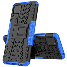 Silikon Hülle Handyhülle und Kunststoff Schutzhülle Hartschalen Tasche mit Ständer JX1 für Samsung Galaxy A22s 5G Blau