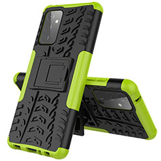 Silikon Hülle Handyhülle und Kunststoff Schutzhülle Hartschalen Tasche mit Ständer JX1 für Samsung Galaxy A72 4G Grün