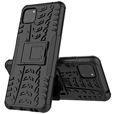 Silikon Hülle Handyhülle und Kunststoff Schutzhülle Hartschalen Tasche mit Ständer JX1 für Samsung Galaxy F42 5G Schwarz