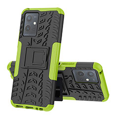Silikon Hülle Handyhülle und Kunststoff Schutzhülle Hartschalen Tasche mit Ständer JX1 für Vivo iQOO Z6 5G Grün