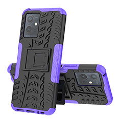 Silikon Hülle Handyhülle und Kunststoff Schutzhülle Hartschalen Tasche mit Ständer JX1 für Vivo iQOO Z6 5G Violett