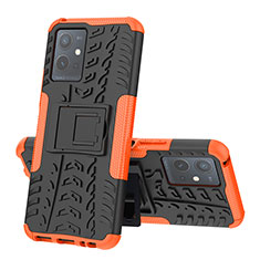 Silikon Hülle Handyhülle und Kunststoff Schutzhülle Hartschalen Tasche mit Ständer JX1 für Vivo Y30 5G Orange