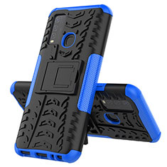 Silikon Hülle Handyhülle und Kunststoff Schutzhülle Hartschalen Tasche mit Ständer JX1 für Vivo Y50 Blau