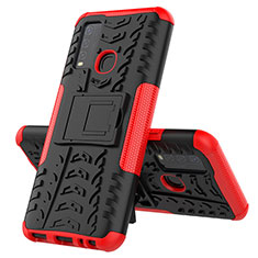 Silikon Hülle Handyhülle und Kunststoff Schutzhülle Hartschalen Tasche mit Ständer JX1 für Vivo Y50 Rot