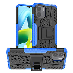 Silikon Hülle Handyhülle und Kunststoff Schutzhülle Hartschalen Tasche mit Ständer JX1 für Xiaomi Poco C50 Blau