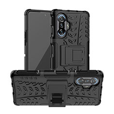 Silikon Hülle Handyhülle und Kunststoff Schutzhülle Hartschalen Tasche mit Ständer JX1 für Xiaomi Poco F3 GT 5G Schwarz