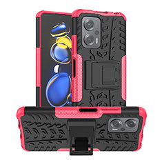 Silikon Hülle Handyhülle und Kunststoff Schutzhülle Hartschalen Tasche mit Ständer JX1 für Xiaomi Poco X4 GT 5G Pink