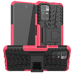 Silikon Hülle Handyhülle und Kunststoff Schutzhülle Hartschalen Tasche mit Ständer JX1 für Xiaomi Redmi 10 (2022) Pink