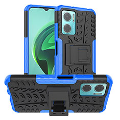 Silikon Hülle Handyhülle und Kunststoff Schutzhülle Hartschalen Tasche mit Ständer JX1 für Xiaomi Redmi 10 5G Blau