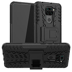 Silikon Hülle Handyhülle und Kunststoff Schutzhülle Hartschalen Tasche mit Ständer JX1 für Xiaomi Redmi 10X 4G Schwarz
