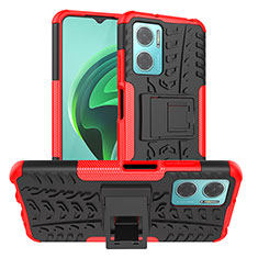 Silikon Hülle Handyhülle und Kunststoff Schutzhülle Hartschalen Tasche mit Ständer JX1 für Xiaomi Redmi 11 Prime 5G Rot