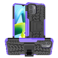 Silikon Hülle Handyhülle und Kunststoff Schutzhülle Hartschalen Tasche mit Ständer JX1 für Xiaomi Redmi A2 Plus Violett