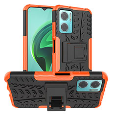 Silikon Hülle Handyhülle und Kunststoff Schutzhülle Hartschalen Tasche mit Ständer JX1 für Xiaomi Redmi Note 11E 5G Orange