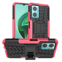 Silikon Hülle Handyhülle und Kunststoff Schutzhülle Hartschalen Tasche mit Ständer JX1 für Xiaomi Redmi Note 11E 5G Pink