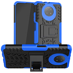 Silikon Hülle Handyhülle und Kunststoff Schutzhülle Hartschalen Tasche mit Ständer JX1 für Xiaomi Redmi Note 9T 5G Blau