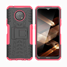 Silikon Hülle Handyhülle und Kunststoff Schutzhülle Hartschalen Tasche mit Ständer JX2 für Nokia G300 5G Pink