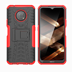 Silikon Hülle Handyhülle und Kunststoff Schutzhülle Hartschalen Tasche mit Ständer JX2 für Nokia G300 5G Rot