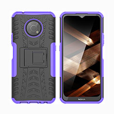 Silikon Hülle Handyhülle und Kunststoff Schutzhülle Hartschalen Tasche mit Ständer JX2 für Nokia G300 5G Violett