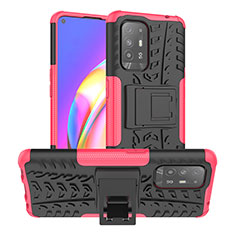 Silikon Hülle Handyhülle und Kunststoff Schutzhülle Hartschalen Tasche mit Ständer JX2 für Oppo A95 5G Pink