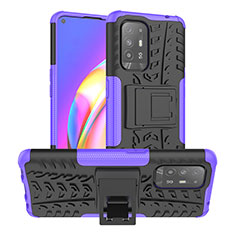 Silikon Hülle Handyhülle und Kunststoff Schutzhülle Hartschalen Tasche mit Ständer JX2 für Oppo A95 5G Violett