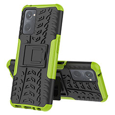 Silikon Hülle Handyhülle und Kunststoff Schutzhülle Hartschalen Tasche mit Ständer JX2 für Oppo K10 4G Grün