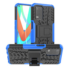 Silikon Hülle Handyhülle und Kunststoff Schutzhülle Hartschalen Tasche mit Ständer JX2 für Realme Q3 5G Blau