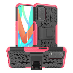 Silikon Hülle Handyhülle und Kunststoff Schutzhülle Hartschalen Tasche mit Ständer JX2 für Realme Q3 5G Pink