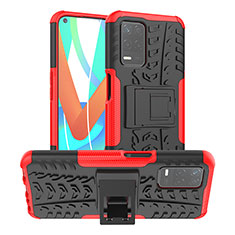 Silikon Hülle Handyhülle und Kunststoff Schutzhülle Hartschalen Tasche mit Ständer JX2 für Realme Q3 5G Rot