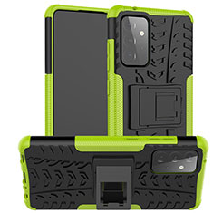 Silikon Hülle Handyhülle und Kunststoff Schutzhülle Hartschalen Tasche mit Ständer JX2 für Samsung Galaxy A72 4G Grün