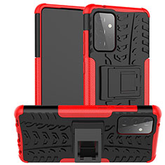 Silikon Hülle Handyhülle und Kunststoff Schutzhülle Hartschalen Tasche mit Ständer JX2 für Samsung Galaxy A72 5G Rot
