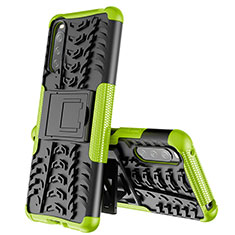 Silikon Hülle Handyhülle und Kunststoff Schutzhülle Hartschalen Tasche mit Ständer JX2 für Sony Xperia 10 III Lite Grün