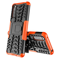 Silikon Hülle Handyhülle und Kunststoff Schutzhülle Hartschalen Tasche mit Ständer JX2 für Sony Xperia 10 III Lite Orange
