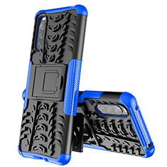 Silikon Hülle Handyhülle und Kunststoff Schutzhülle Hartschalen Tasche mit Ständer JX2 für Sony Xperia 10 III SOG04 Blau
