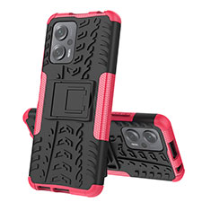 Silikon Hülle Handyhülle und Kunststoff Schutzhülle Hartschalen Tasche mit Ständer JX2 für Xiaomi Poco X4 GT 5G Pink