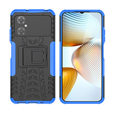 Silikon Hülle Handyhülle und Kunststoff Schutzhülle Hartschalen Tasche mit Ständer JX2 für Xiaomi Redmi Note 11R 5G Blau