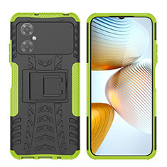Silikon Hülle Handyhülle und Kunststoff Schutzhülle Hartschalen Tasche mit Ständer JX2 für Xiaomi Redmi Note 11R 5G Grün