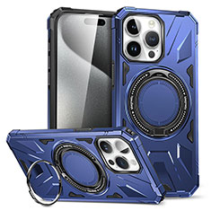 Silikon Hülle Handyhülle und Kunststoff Schutzhülle Hartschalen Tasche mit Ständer K02C für Apple iPhone 14 Pro Blau