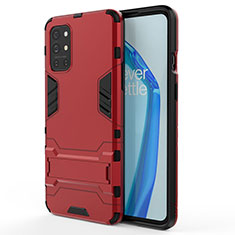 Silikon Hülle Handyhülle und Kunststoff Schutzhülle Hartschalen Tasche mit Ständer KC1 für OnePlus 9R 5G Rot