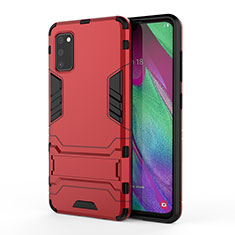 Silikon Hülle Handyhülle und Kunststoff Schutzhülle Hartschalen Tasche mit Ständer KC1 für Samsung Galaxy A41 Rot