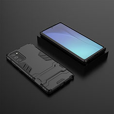Silikon Hülle Handyhülle und Kunststoff Schutzhülle Hartschalen Tasche mit Ständer KC1 für Samsung Galaxy Note 20 5G Schwarz