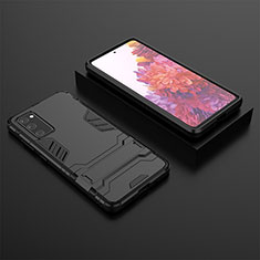 Silikon Hülle Handyhülle und Kunststoff Schutzhülle Hartschalen Tasche mit Ständer KC1 für Samsung Galaxy S20 FE (2022) 5G Schwarz