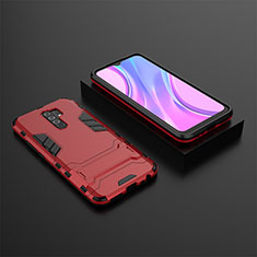 Silikon Hülle Handyhülle und Kunststoff Schutzhülle Hartschalen Tasche mit Ständer KC1 für Xiaomi Redmi 9 Rot