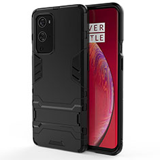 Silikon Hülle Handyhülle und Kunststoff Schutzhülle Hartschalen Tasche mit Ständer KC2 für OnePlus 9 Pro 5G Schwarz