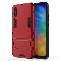 Silikon Hülle Handyhülle und Kunststoff Schutzhülle Hartschalen Tasche mit Ständer KC2 für Xiaomi Redmi 9i Rot